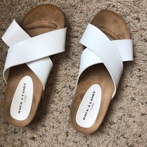 White slide sandals